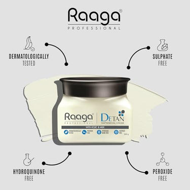 Raaga Professional De-Tan Pack | Tan Removal Cream with Kojic and Milk | Dermatologically Tested, Peroxide Free, Hydroquinone Free, Sulphate Free (500 gm) (Pack of 4)